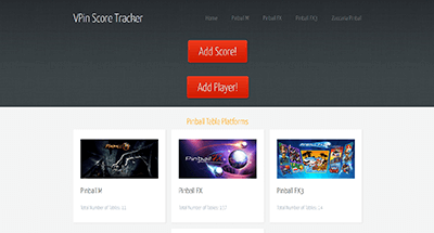 Virtual Piniball Score Tracker Website